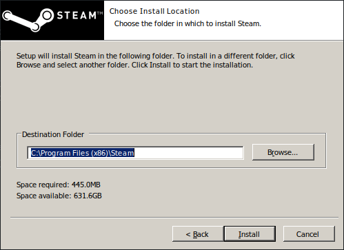 Steam install select location